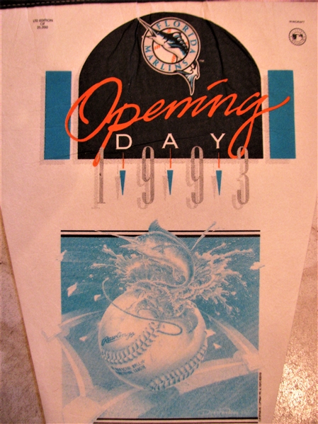 1993 FLORIDA MARLINS OPENING DAY PENNANT