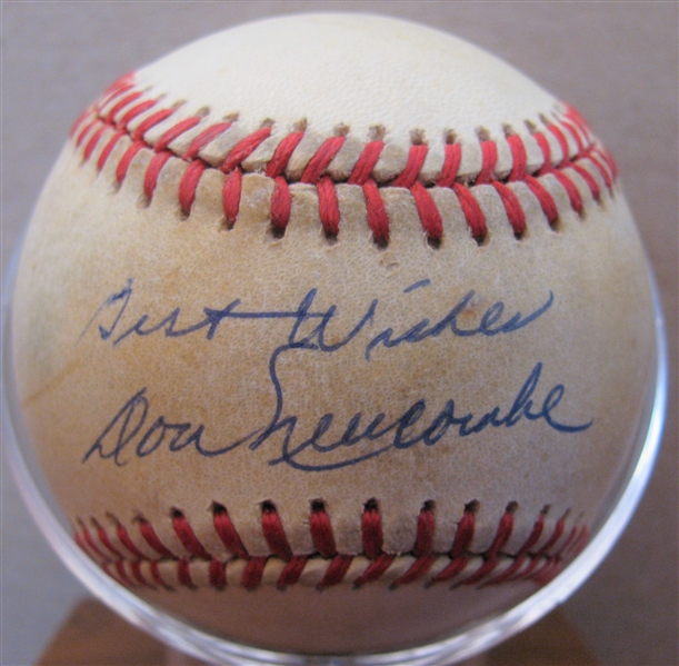 DON NEWCOMBE BEST WISHES SIGNED BASEBALL w/CAS COA