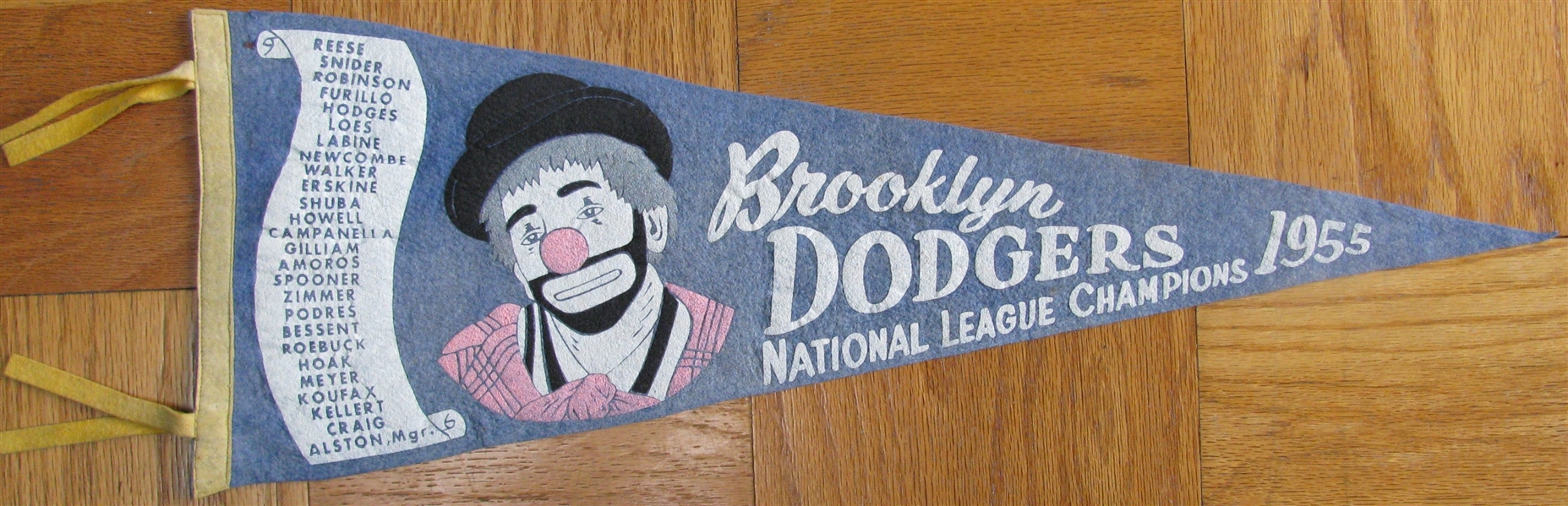 1955 BROOKLYN DODGERS NATIONAL LEAGUE CHAMPIONS SCROLL PENNANT
