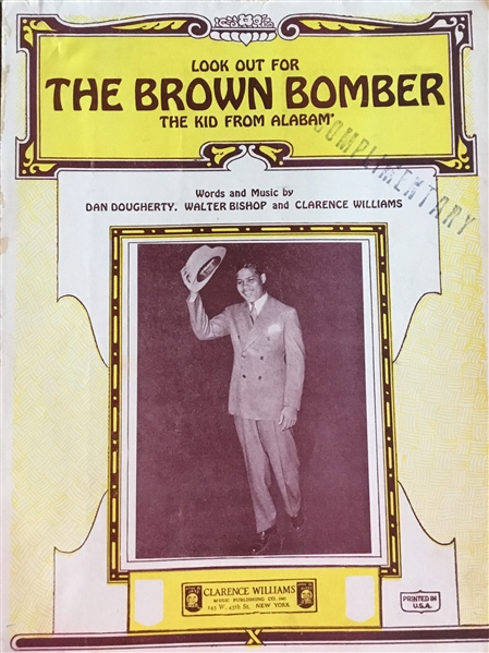 1933 JOE LOUIS THE BROWN BOMBER SHEET MUSIC