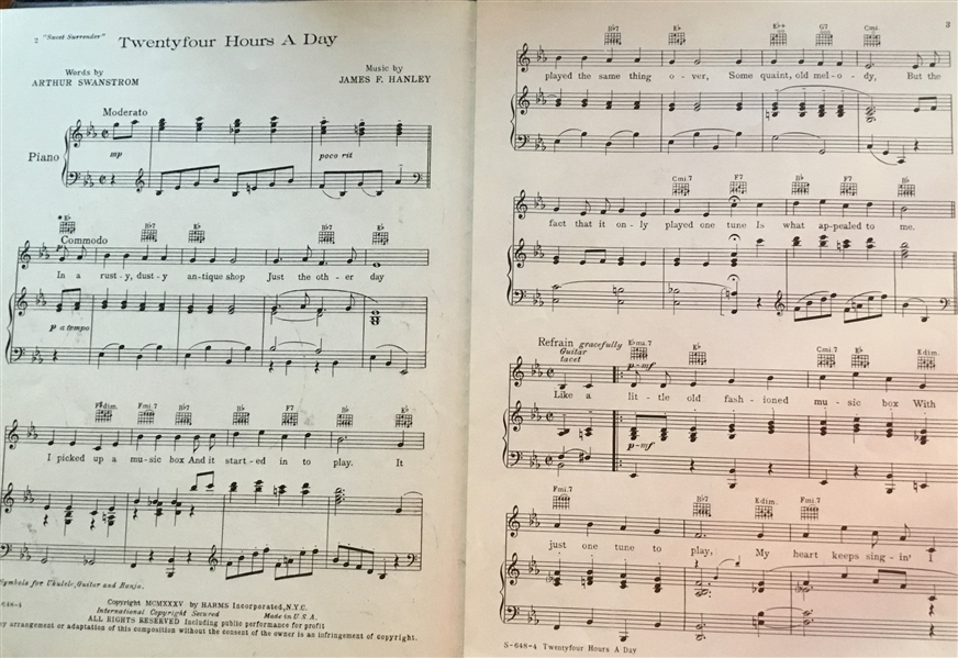 1935 JACK DEMPSEY SWEET SURRENDER SHEET MUSIC