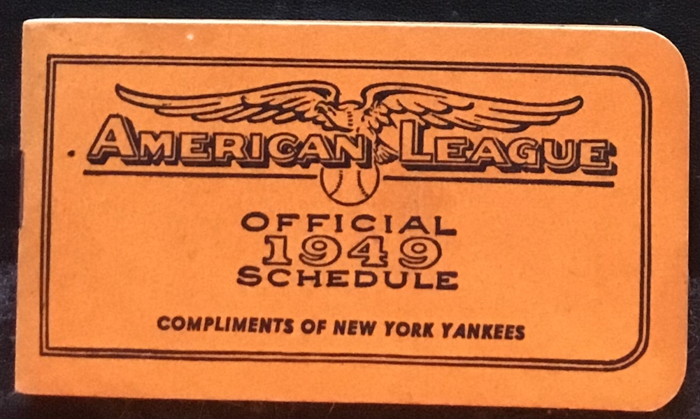1949 AMERICAN LEAGUE SCHEDULE BOOKLET- YANKEES ISSUE