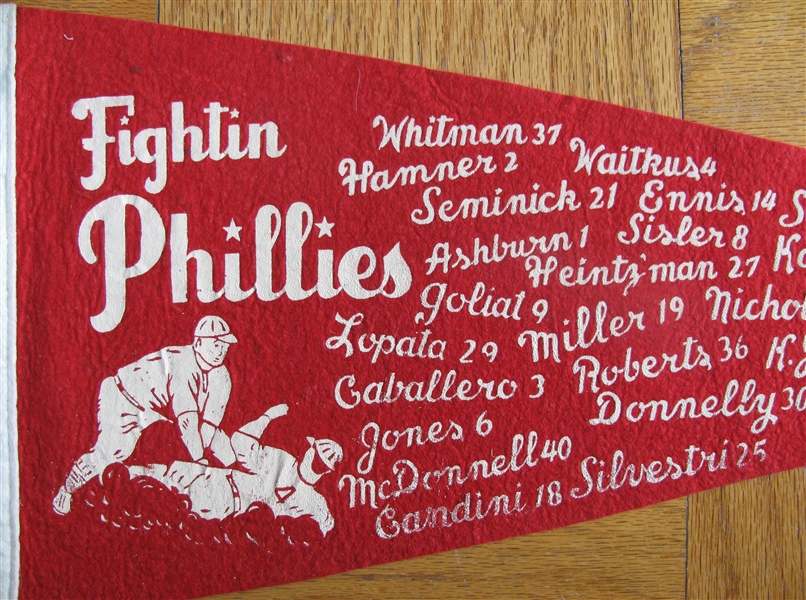1950 PHILADELPHIA PHILLIES FIGHTIN PHILLIES PENNANT w/PLAYERS NAMES