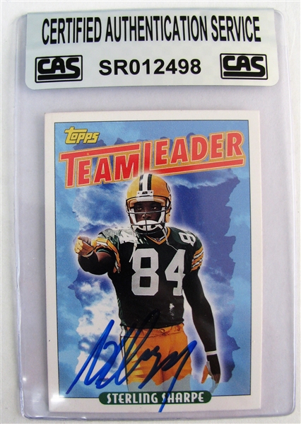 STERLING SHARPE SIGNED TOPPS FOOTBALL CARD /CAS AUTHENTICATED