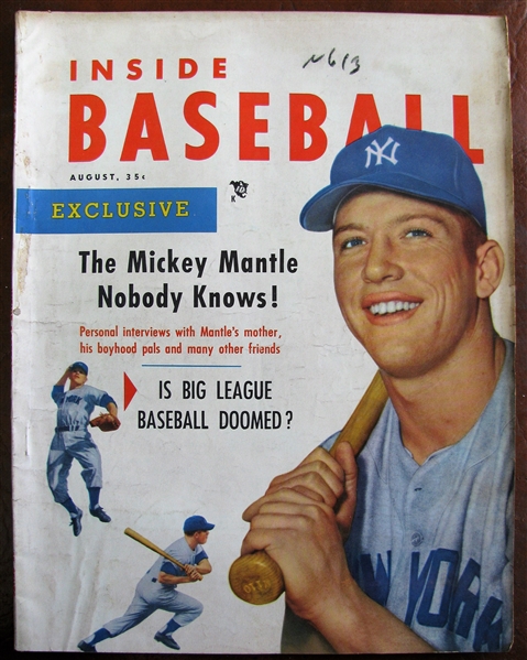 1953 INSIDE BASEBALL MAGAZINE w/ MICKEY MANTLE COVER