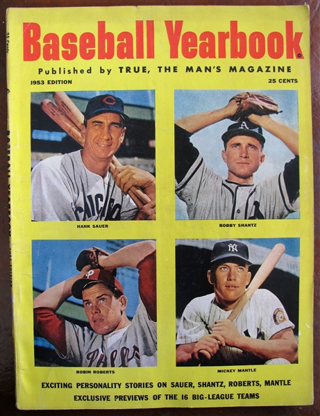 1953 BASEBALL YEARBOOK MAGAZINE w/MICKEY MANTLE COVER