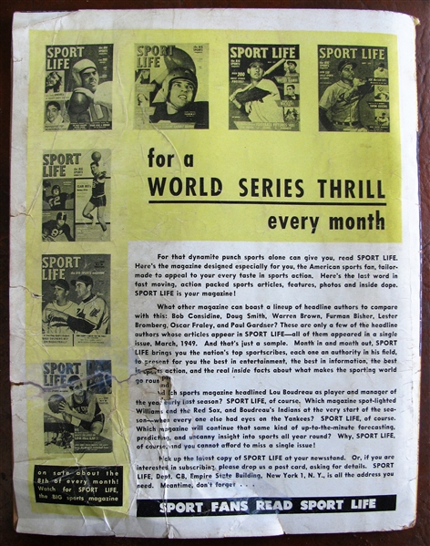 1949 COMPLETE BASEBALL MAGAZINE w/WILLIAMS - DiMAGGIO - MUSIAL COVER