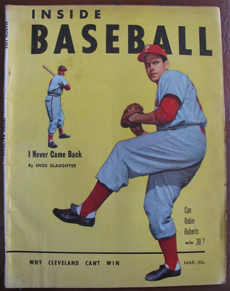 1953 INSIDE BASEBALL MAGAZINE w/SLAUGHTER - ROBERTS COVER