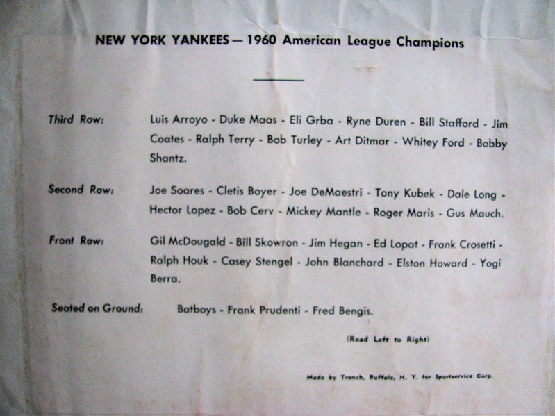 1961 NEW YORK YANKEE TEAM PICTURE PENNANT
