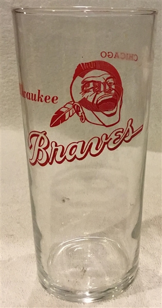 60's MILWAUKEE BRAVES GLASS w/CUBS LOGO
