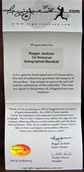 REGGIE JACKSON #44 1st HR SIGNED BASEBALL STILL SEALED w/REGGIE JACKSON COA