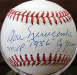 DON NEWCOMBE "MVP 1956 CY YOUNG" SIGNED BASEBALL w/CAS