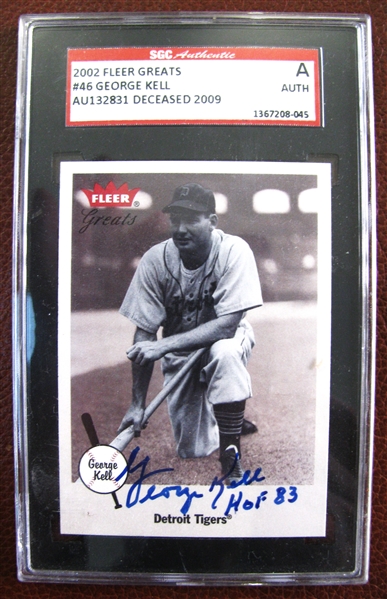 GEORGE KELL SIGNED BASEBALL CARD - SGC SLABBED & AUTHENTICATED
