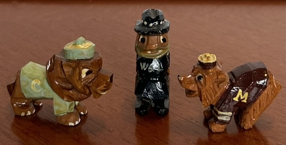 50's 3 DIFFERENT ANRI MINIATURE MASCOT WOOD-CARVED STATUES
