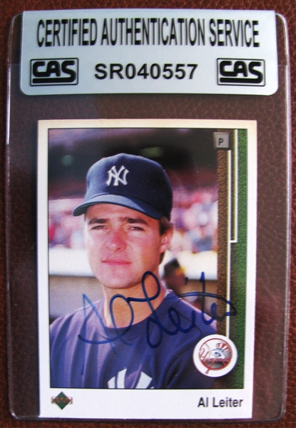 AL LEITER SIGNED BASEBALL CARD /CAS AUTHENTICATED