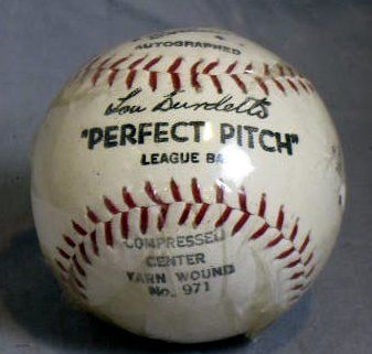 50's LOU BURDETTE PERFECT PITCH BASEBALL