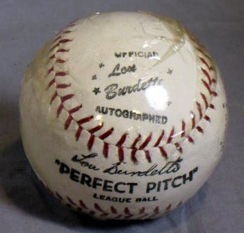 50's LOU BURDETTE PERFECT PITCH BASEBALL