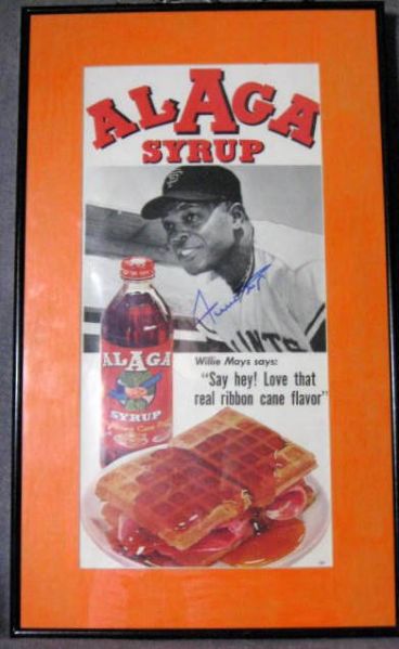 WILLIE MAYS SIGNED ADVERTISING POSTER w/JSA COA
