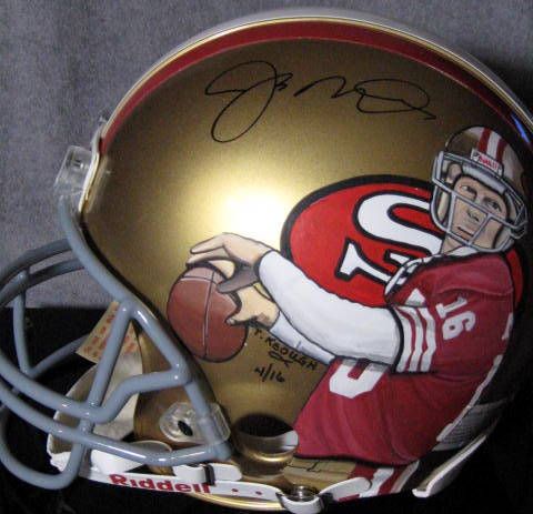 JOE MONTANA SIGNED SAN FRANCISCO 49'er HAND PAINTED HELMET- UPPER DECK