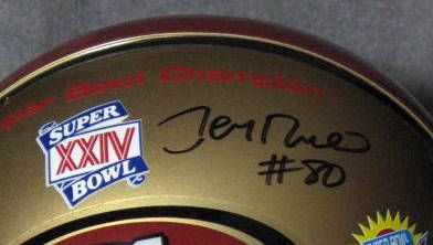 JERRY RICE 3 TIME SUPER BOWL CHAMPION SIGNED HELMET- UPPER DECK