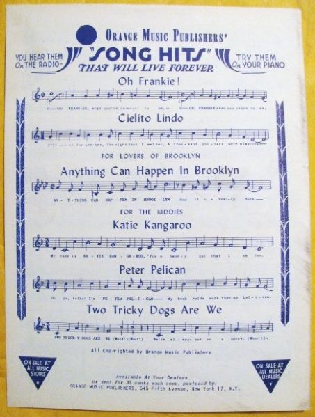1940s BROOKLYN DODGERS TEAM SHEET MUSIC
