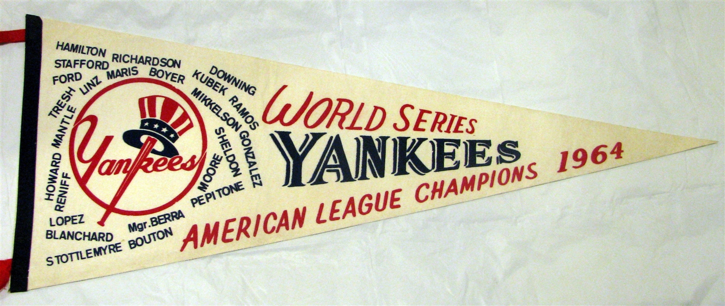 1964 NEW YORK YANKEES WORLD SERIES PENNANT