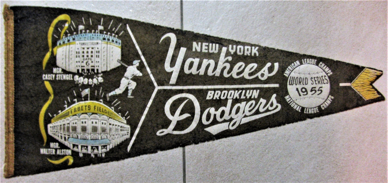 1955 BROOKLYN DODGERS/ NEW YORK YANKEES WORLD SERIES PENNANT