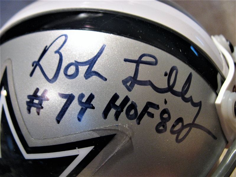 BOB LILLY #74 HOF 80 SIGNED FOOTBALL mini HELMET w/SGC COA