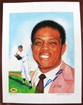 WILLIE MAYS SIGNED COLOR PHOTO w/JSA & CAS