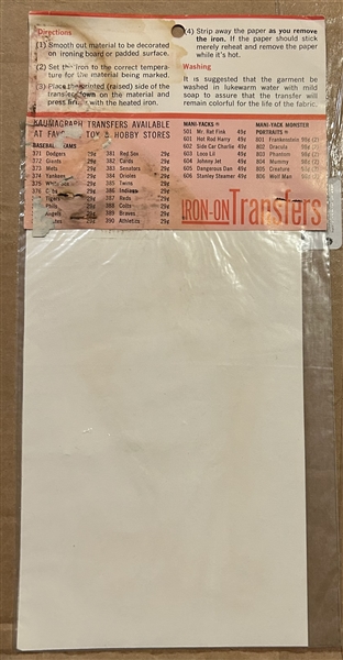 60's NEW YORK METS IRON-ON TRANSFER SEALED IN PACKAGE