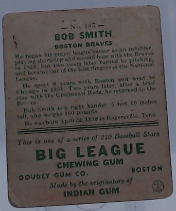 1933 GOUDEY BOB SMITH #185
