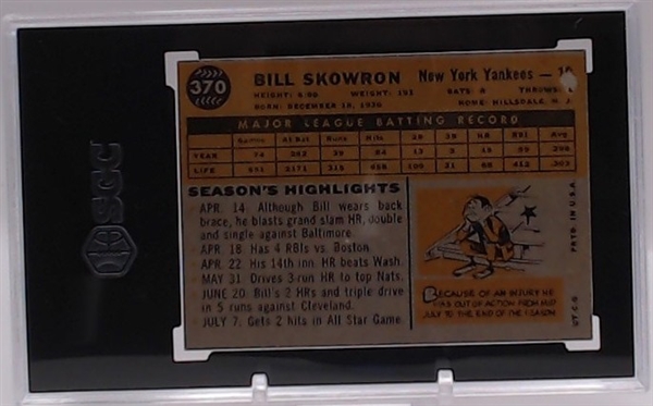 1960 TOPPS BILL SKOWRON #370 SGC 3