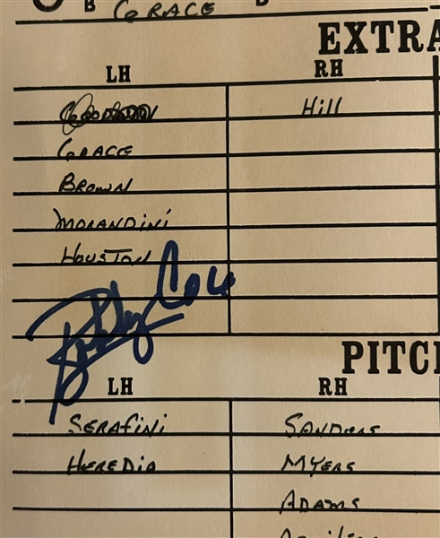 1999 ATLANTA BRAVES vs CHICAGO CUBS LINEUP CARD SIGNED BY BOBBY COX w/JSA