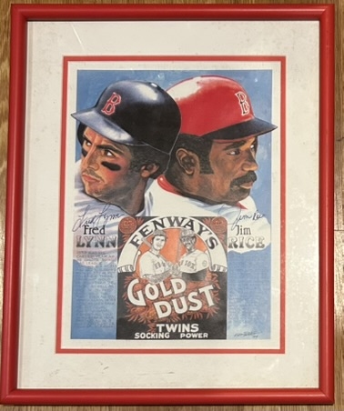 JIM RICE & FRED LYNN SIGNED BOSTON RED SOX POSTER w/CAS COA