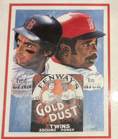 JIM RICE & FRED LYNN SIGNED BOSTON RED SOX POSTER w/CAS COA