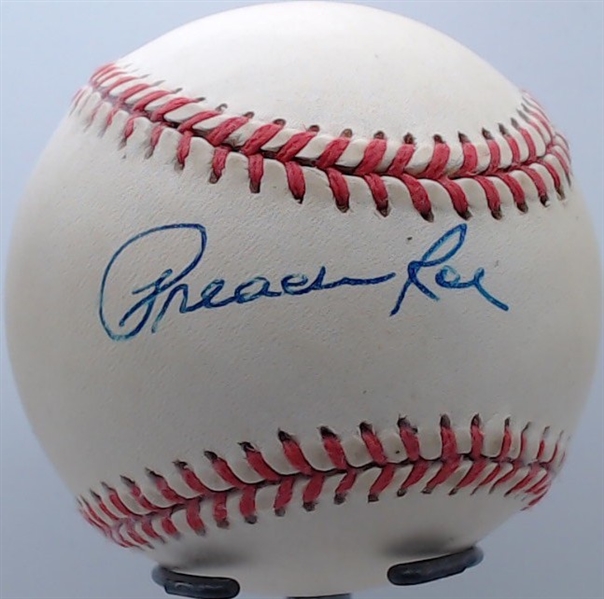 PREACHER ROE SIGNED BASEBALL CAS AUTHENTICATED