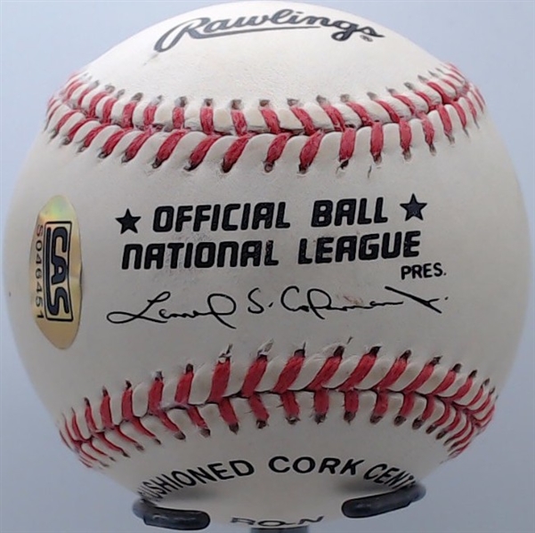 PREACHER ROE SIGNED BASEBALL CAS AUTHENTICATED
