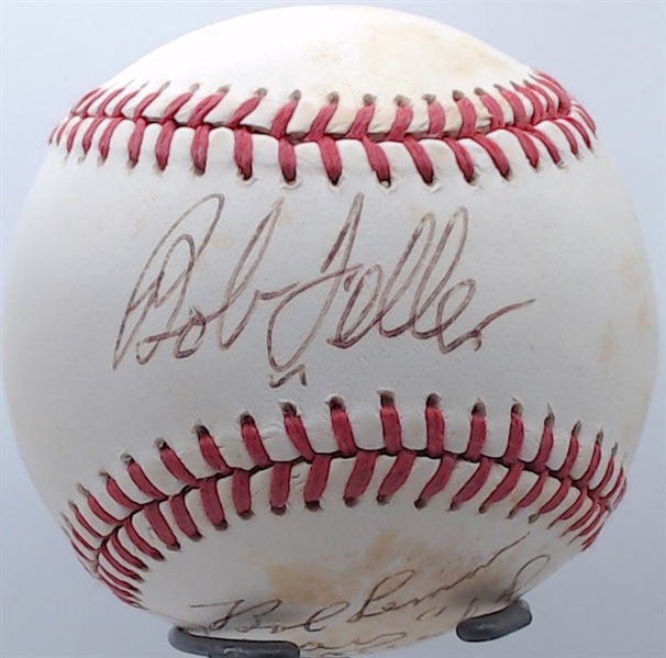 BOB FELLER, JUAN MARICHAL AND BOB LEMON SIGNED BASEBALL W/CAS COA