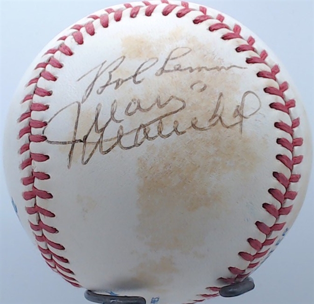 BOB FELLER, JUAN MARICHAL AND BOB LEMON SIGNED BASEBALL W/CAS COA