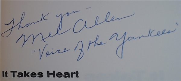 MEL ALLEN AUTOGRAPHED BOOK W/CAS COA