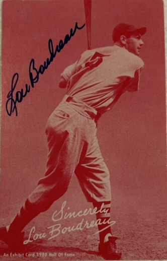 LOU BOUDREAU SIGNED EXHIBIT CARD w/JSA