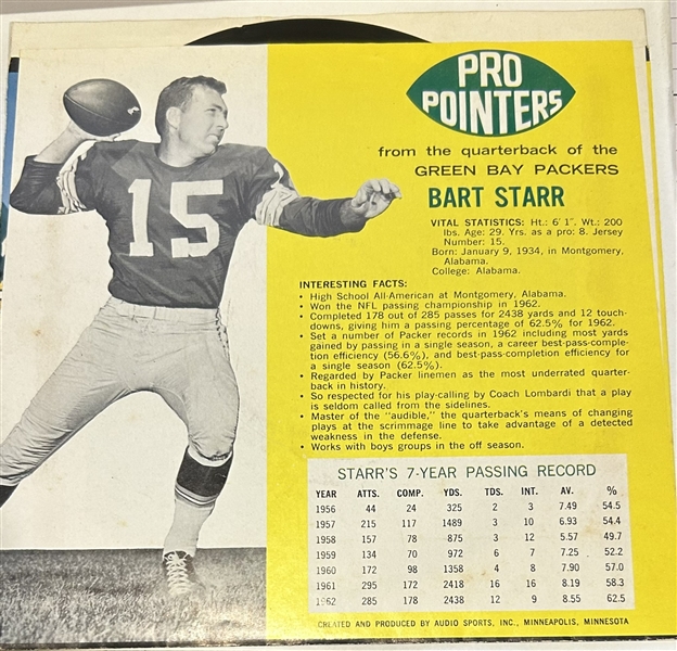 1963 THE PACKERS ON RECORD- BART STARR RECORD w/SLEEVE
