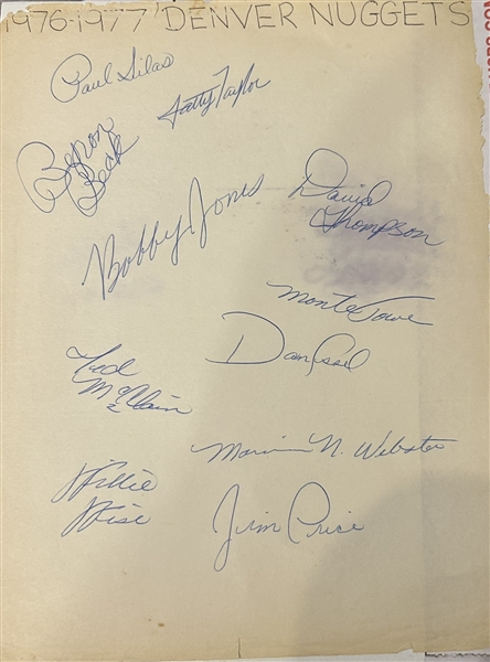 1976-77 DENVER NUGGETS AUTOGRAPH PAGE