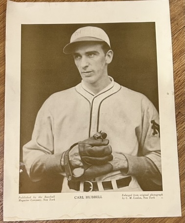 VINTAGE CARL HUBBELL BASEBALL MAGAZINE INSERT PHOTO
