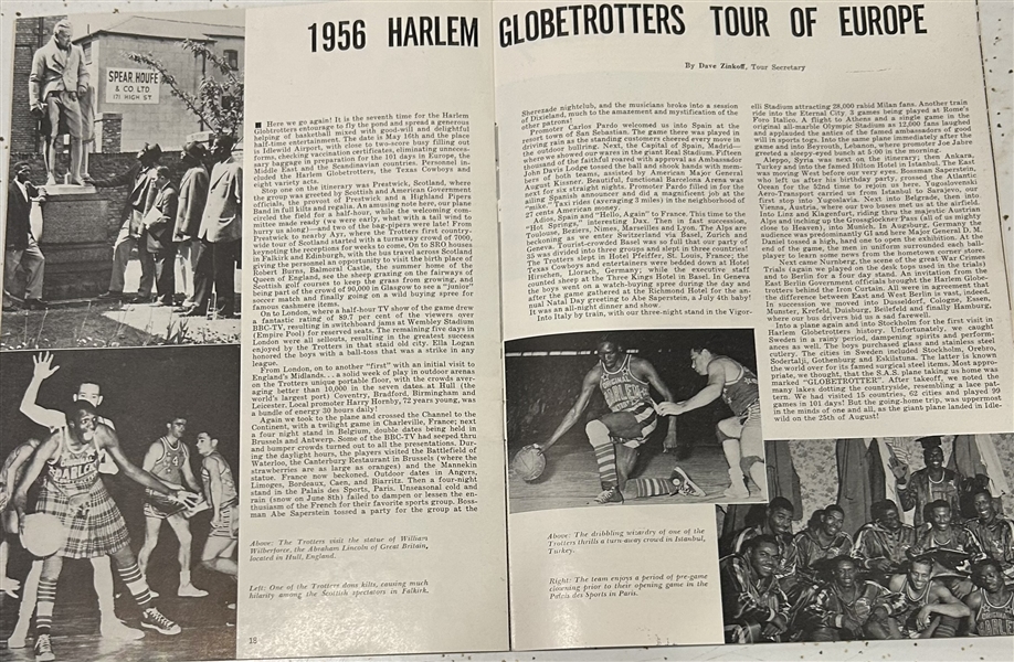 1956 HARLEM GLOBETROTTERS PROGRAM w/TICKET STUB